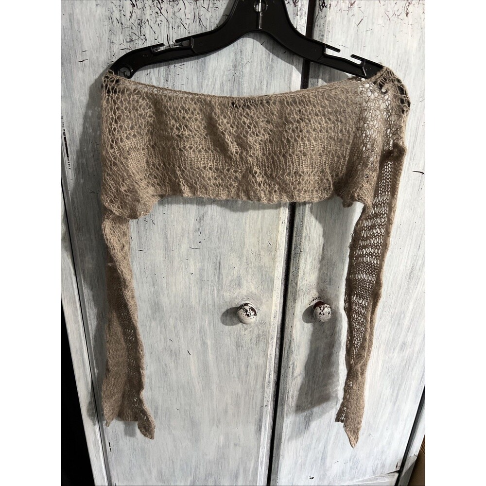 Zara Cropped Long Sleeve Half Sweater Medium Beige Y2K